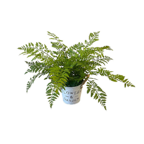 Potted Artificial Northern Fern in Zinc Pot (0.35m)